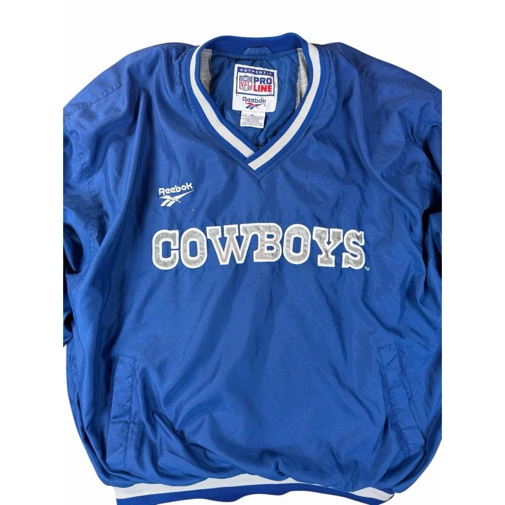Vintage 90s Dallas Cowboys Windbreaker XL Reebok NFL Pro Line Pullover